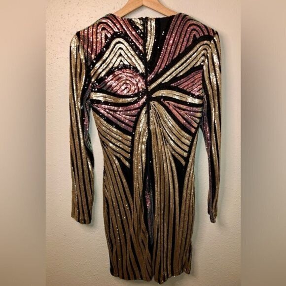 Sequin Fully Lined Sleeve Corset Dress - Picture 5 of 15